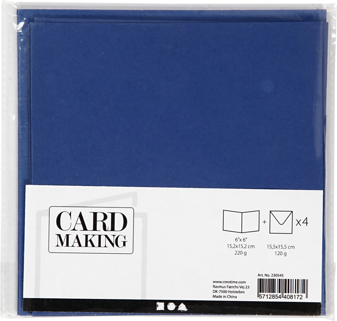 Creativ Company Kaarten & Enveloppen 15x15cm Blauw - 4 Stuks