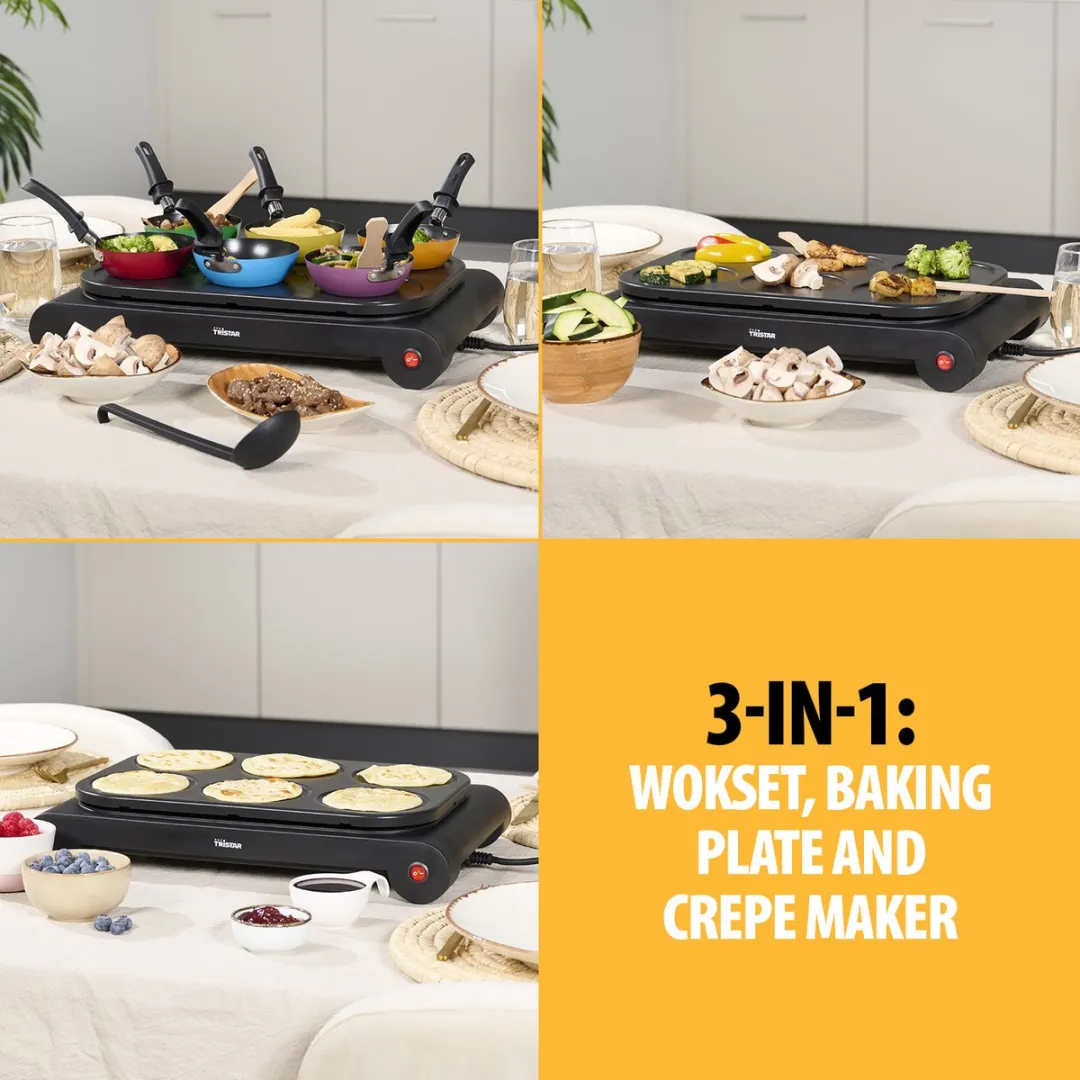 Tristar Gourmetset BP-2827 Wokset & Pannenkoekenmaker 1000W - 6 Personen - Zwart