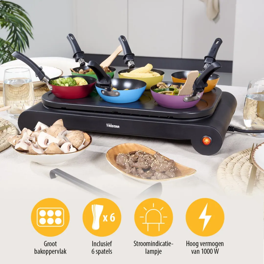 Tristar Gourmetset BP-2827 Wokset & Pannenkoekenmaker 1000W - 6 Personen - Zwart