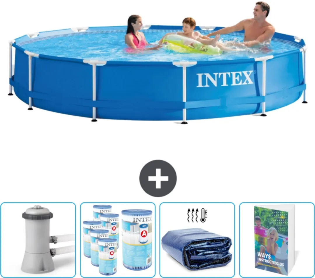 Intex 28210NP-Blauw Rond Frame Zwembad 366x76cm