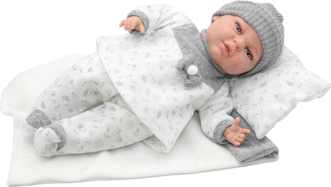 RosaToys Babypop Roma Grijs-Wit 40 cm