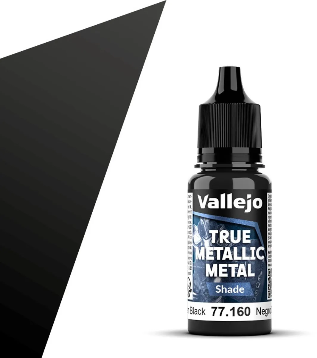 Vallejo Hobbyverf Acryl True Metallic Metal Shade Obsidiaan Zwart 18ml