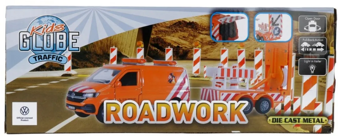 Kids Globe VW Transporter met Pijlwagen Licht Die-Cast - Oranje