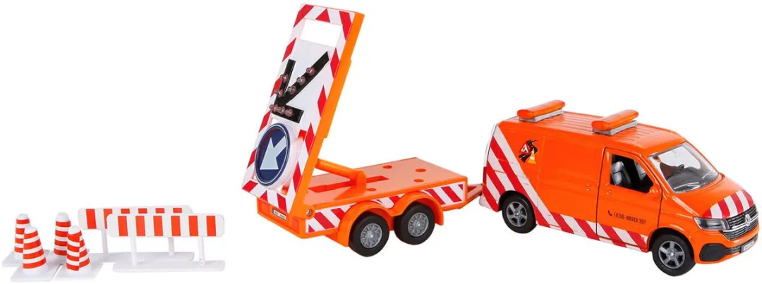 Kids Globe VW Transporter met Pijlwagen Licht Die-Cast - Oranje