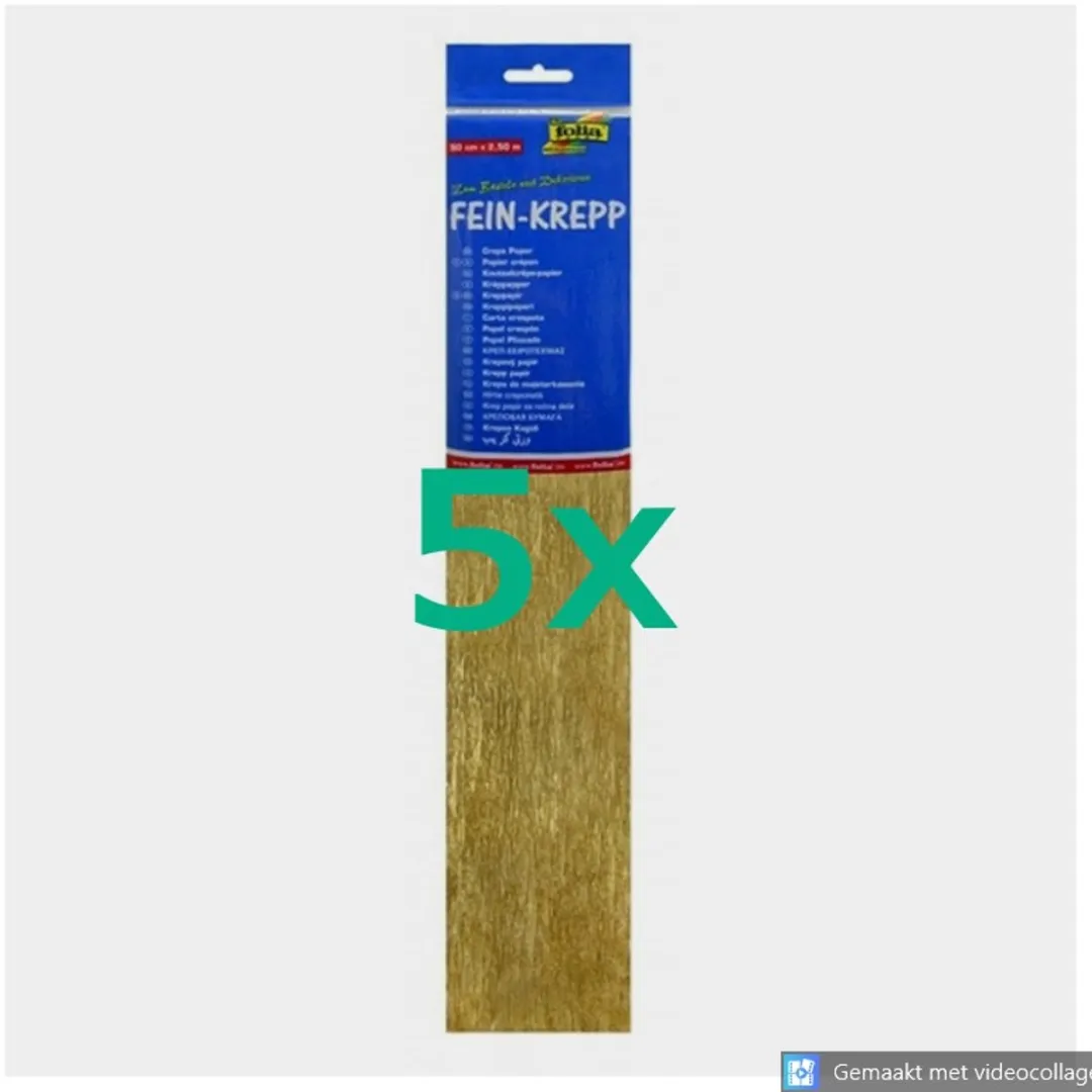 Folia Crepepapier Goud 5 Stuks - 50x250cm