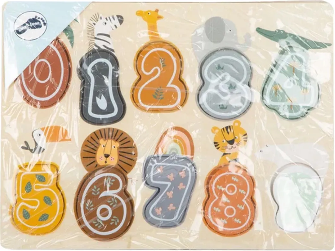 Small Foot Houten Cijfer Puzzel Safari Multicolor - 10 Stuks
