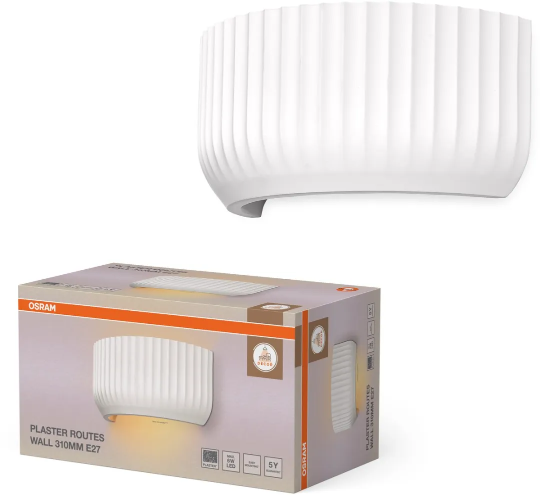 Osram Decor Plaster Routes Wall Up Wandlamp 310mm - E27 - Wit