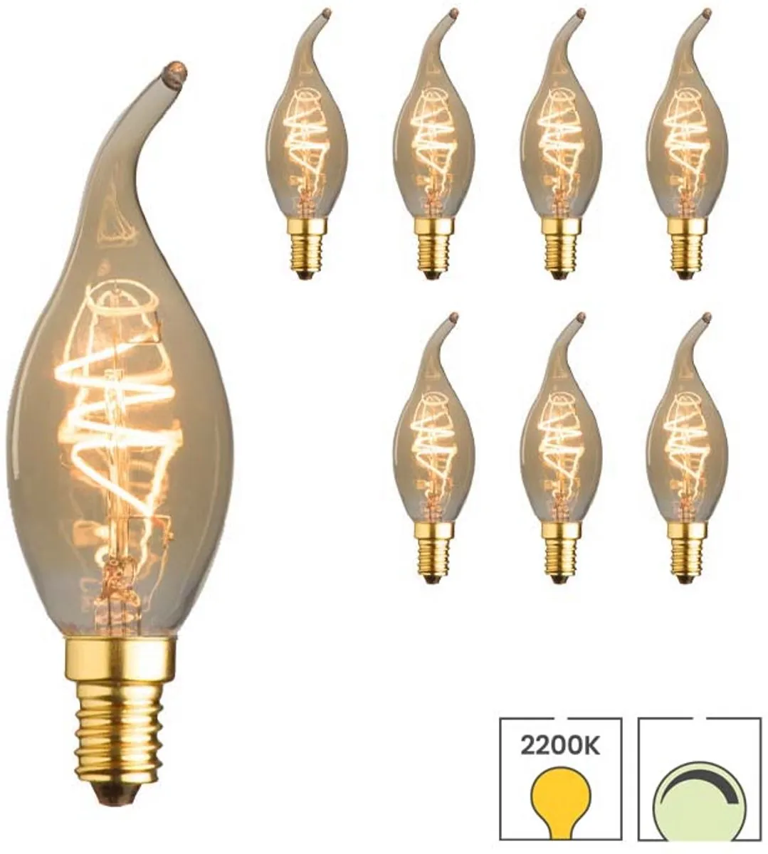Lybardo E14 Kaarslamp 4.4W - 8 Stuks - 2200K Extra Warmwit