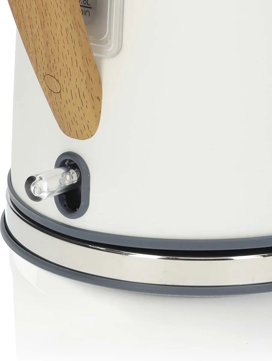 Nedis Waterkoker - 1.7 l - Roestvrij Staal / Soft-Touch - Wit - 360 graden draaibaar - Verborgen verwarmingselement - Strix-controller - Droogkookbeveiliging