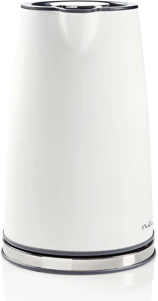 Nedis Waterkoker - 1.7 l - Roestvrij Staal / Soft-Touch - Wit - 360 graden draaibaar - Verborgen verwarmingselement - Strix-controller - Droogkookbeveiliging