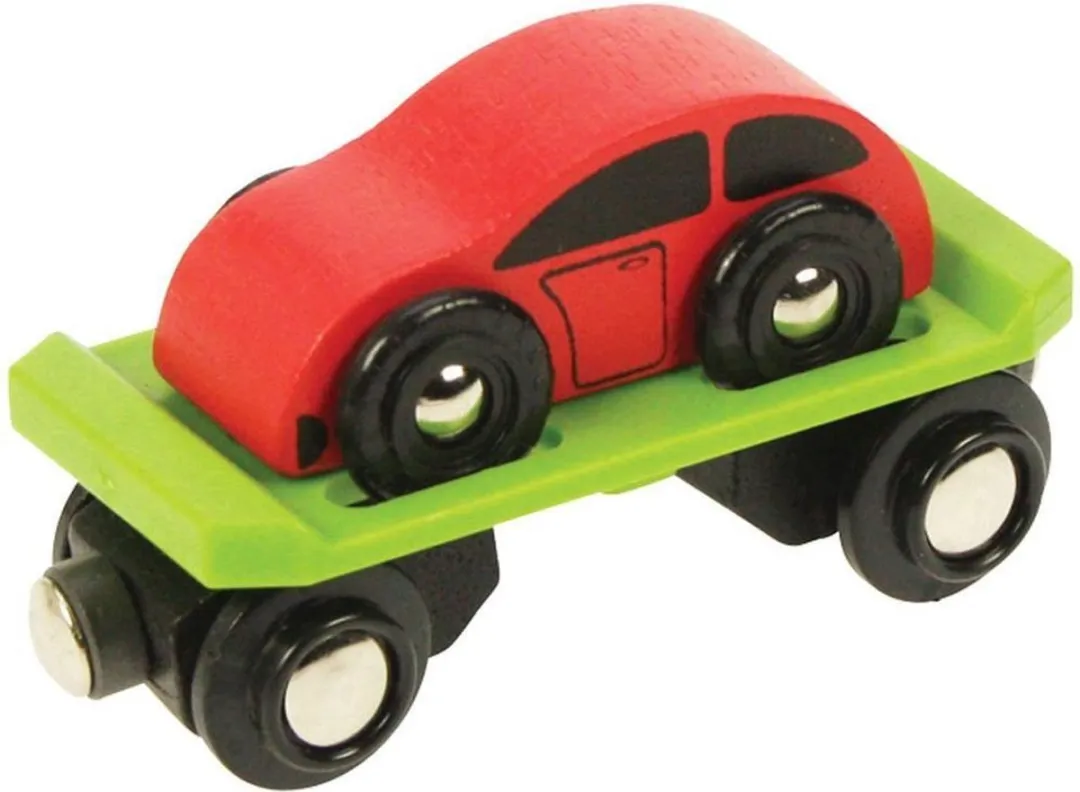 BIGJIGS Trein Wagon met Auto BJT442 - Meerdere kleuren
