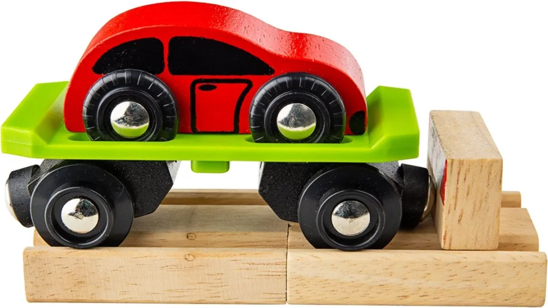 BIGJIGS Trein Wagon met Auto BJT442