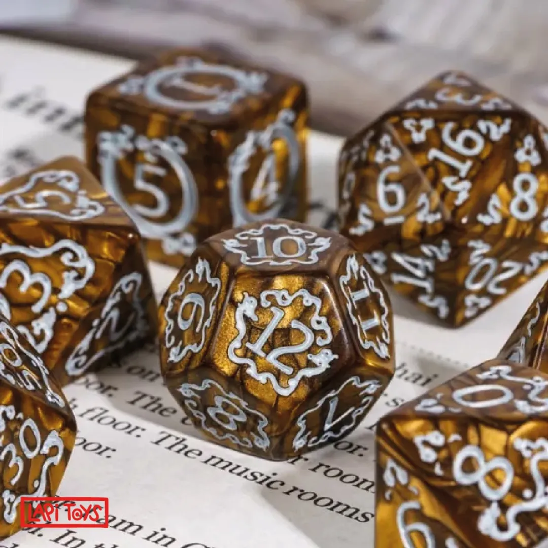 Lapi Toys Polydice Arcyl D&D Dobbelsteen - 7 Stuks - Bruin
