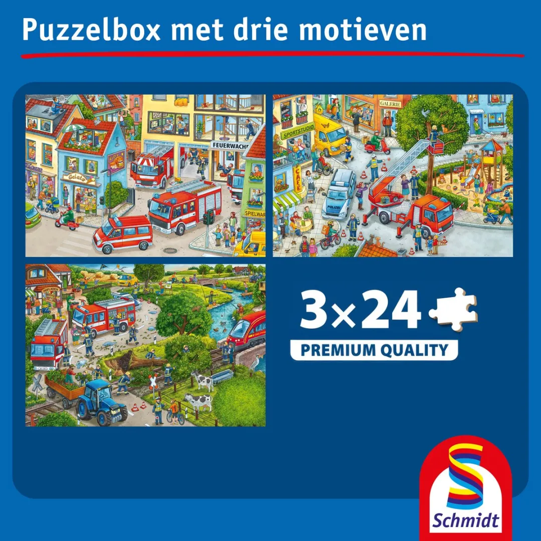 Schmidt Spiele Brandweer Puzzle - 3x24 Stuks Meerkleurig - afbeelding 6 van 6