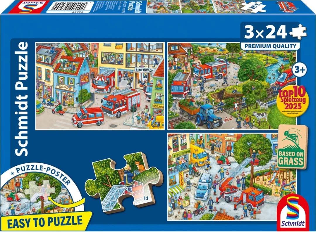 Schmidt Spiele Brandweer Puzzle - 3x24 Stuks Meerkleurig