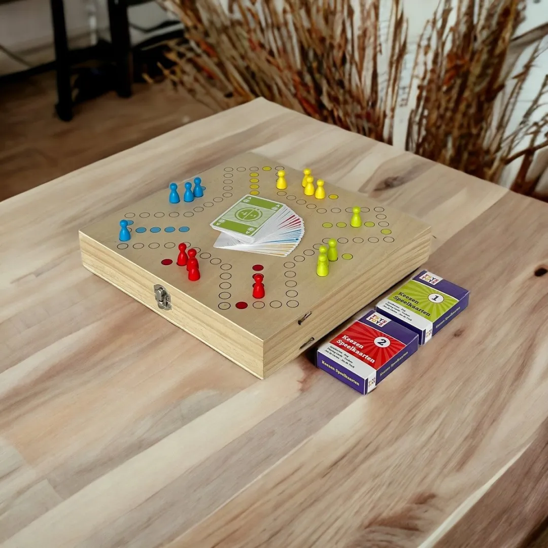 ThysToys Keezenspel en Slingpuck XXL - Hout - 2 tot 6 spelers