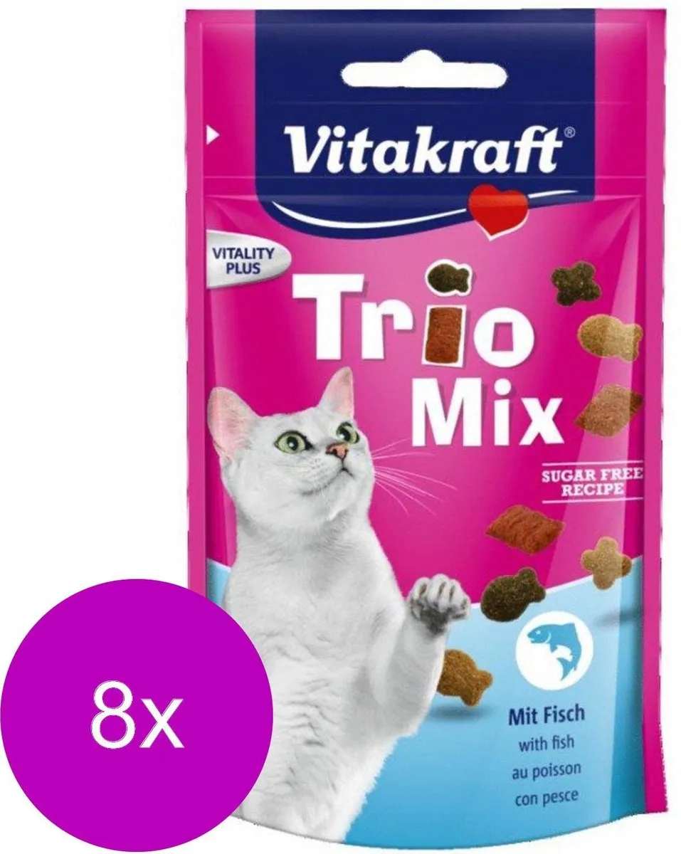 Vitakraft Trio Mix Kattensnack Vis - 8x60g