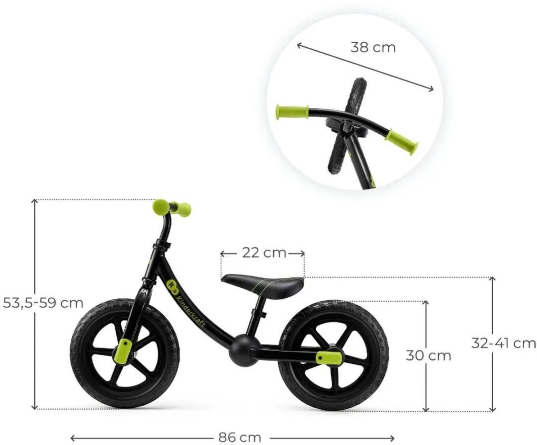 KinderKraft 2WAY NEXT OFF ROAD Loopfiets - Zwart - afbeelding 6 van 6