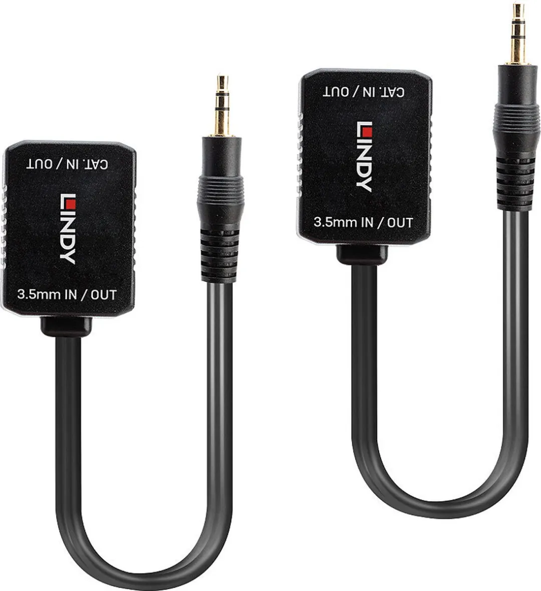 Lindy Audio-extender Stereo 3.5mm RJ45 - 100m - Zwart