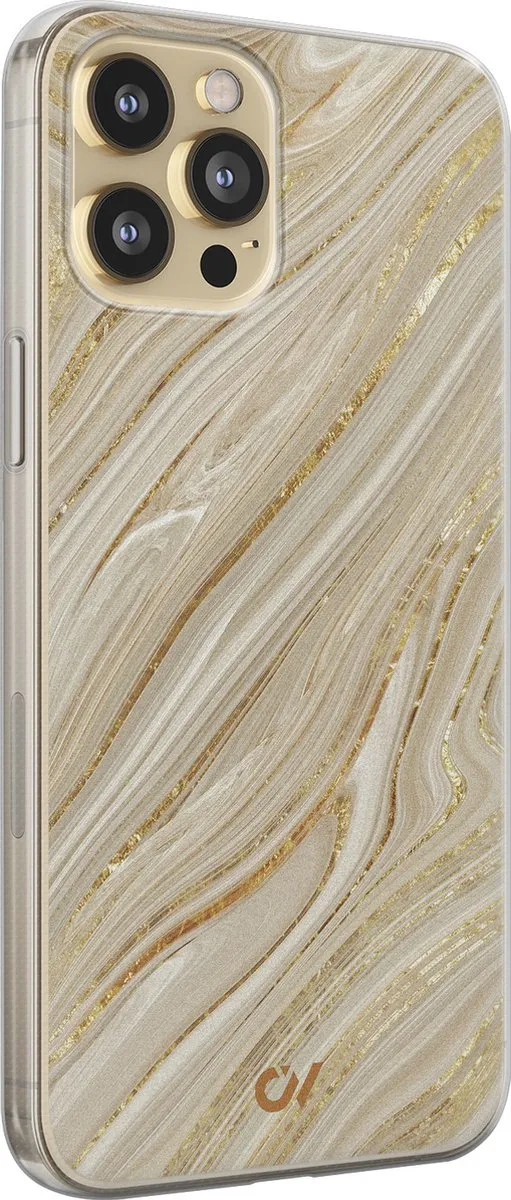 Casevibes iPhone 12 Hoesje Golden Marble A/13/UV/024 - Goud