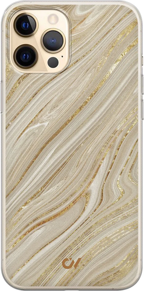Casevibes iPhone 12 Hoesje Golden Marble A/13/UV/024