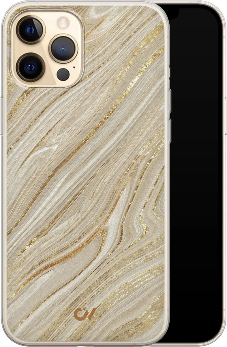 Casevibes iPhone 12 Hoesje Golden Marble A/13/UV/024 - Goud