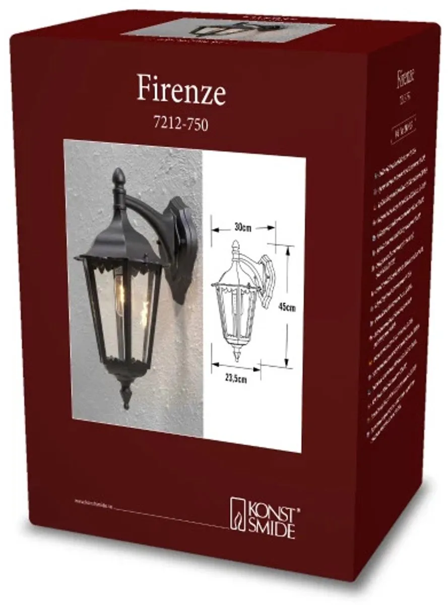 Konstsmide Firenze Wandlamp 48cm - Matzwart