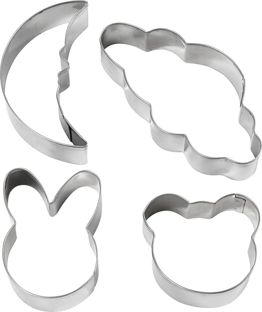 Creativ Company Uitsteekvormen Dieren Set - 4 Stuks - Zilver