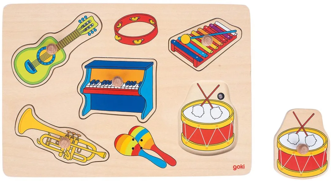 Goki Steekpuzzel Muziekinstrumenten 5-delig - Multicolor - 2xAAA