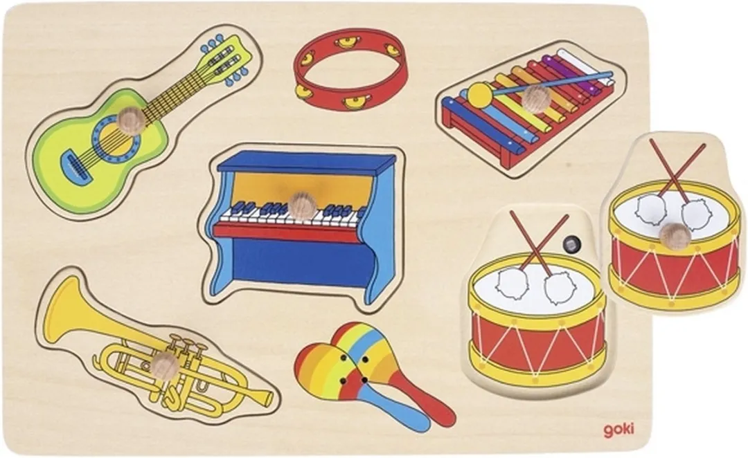 Goki Steekpuzzel Muziekinstrumenten 5-delig - Multicolor - 2xAAA