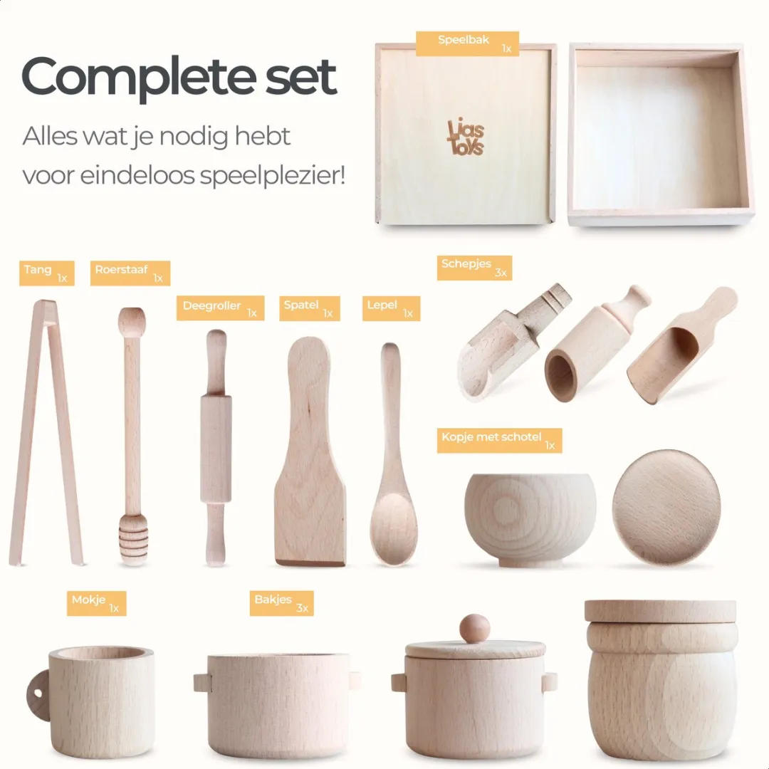 LiasToys Houten Sensory Speelbak 45x45cm - Met deksel - afbeelding 6 van 6