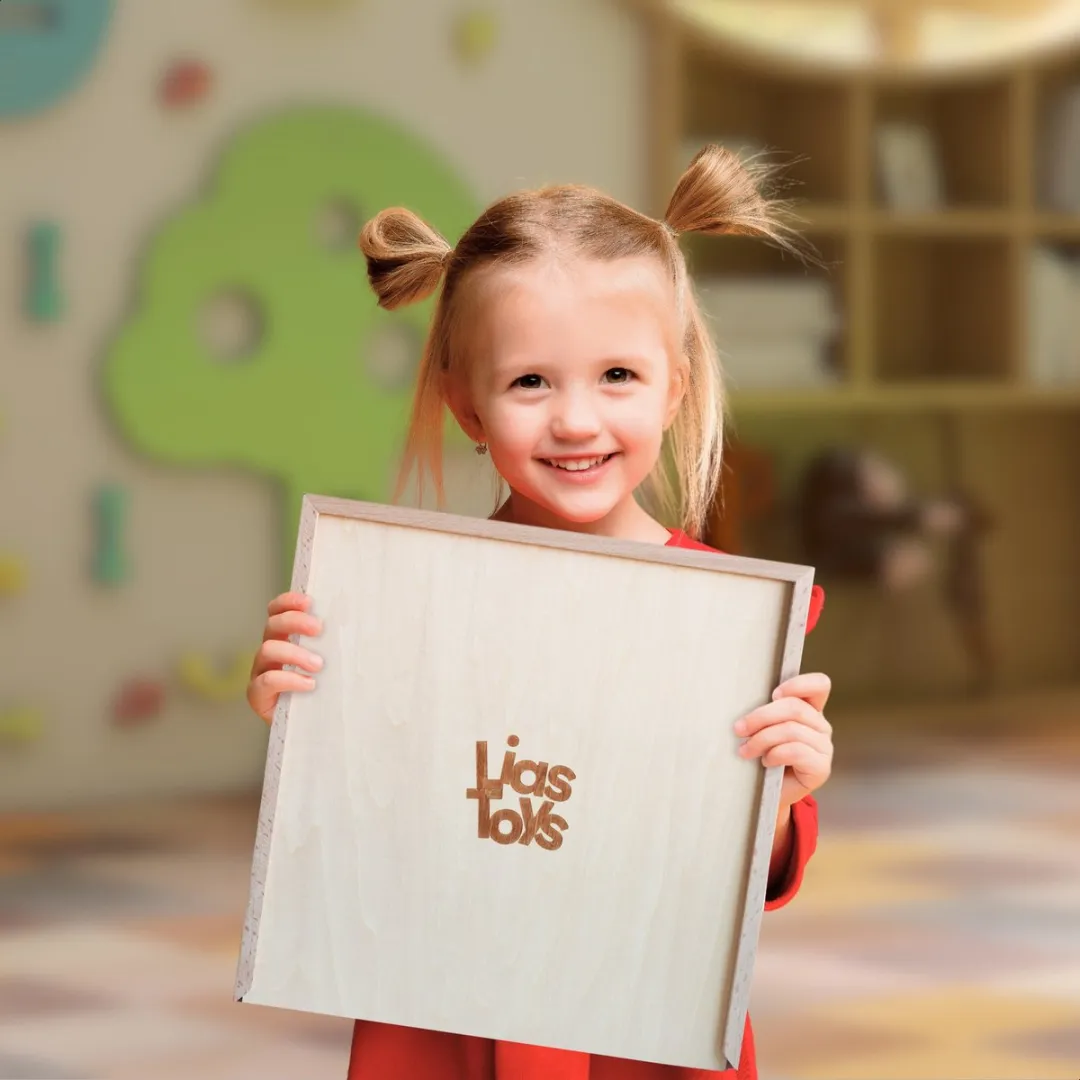 LiasToys Houten Sensory Speelbak 45x45cm - Met deksel