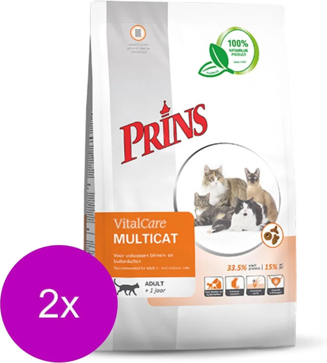 Prins Vitalcare Multicat Gevogelte Kattenvoer - 2x1,5kg