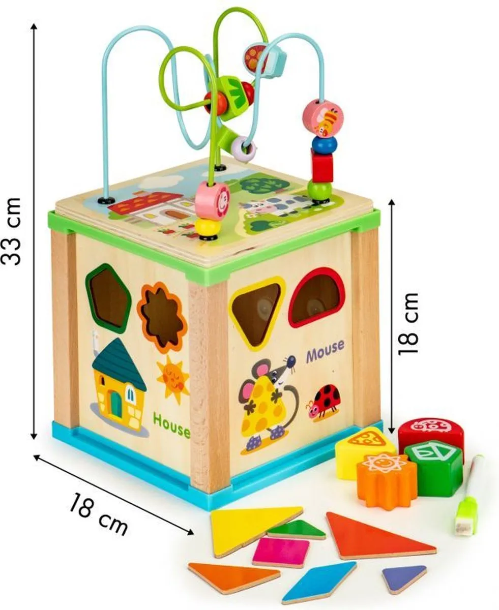 ECOTOYS Houten Educatieve Kubus - 18x18x33cm - Bruin - afbeelding 6 van 6
