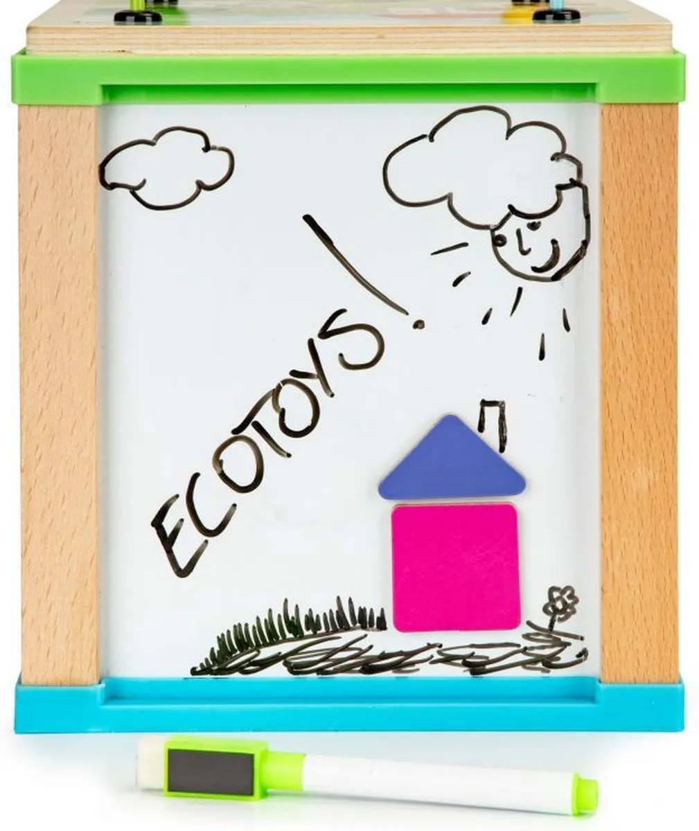 ECOTOYS Houten Educatieve Kubus - 18x18x33cm - Bruin