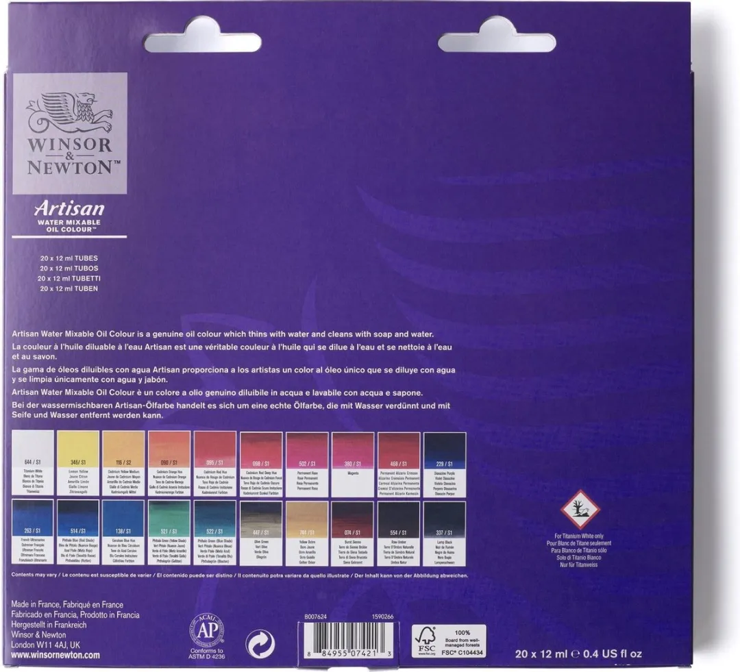 Winsor & Newton Artisan Water Mixable Olieverf 20x12ml Set