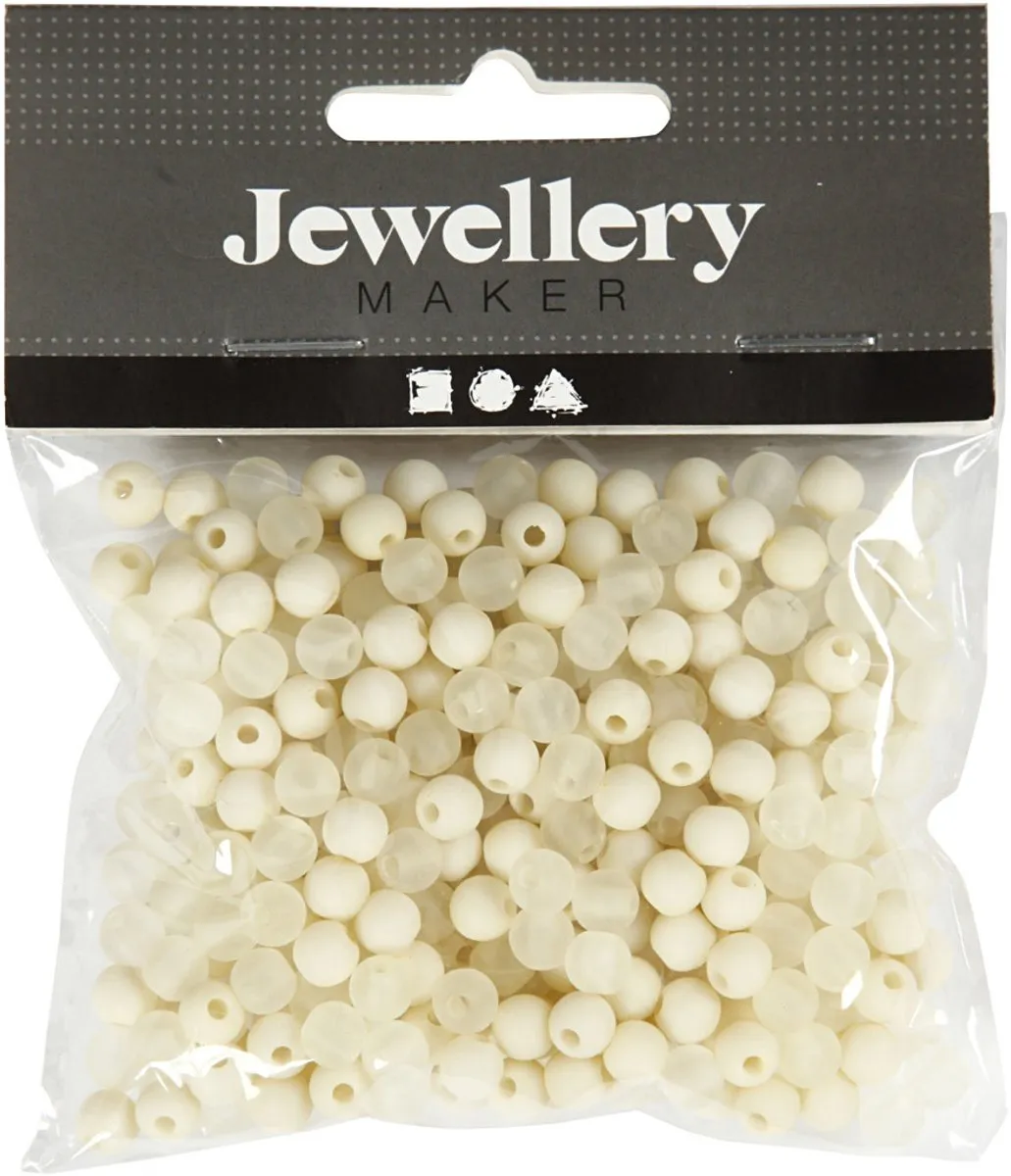 Creativ Company Plastic Kralen 6mm - Wit - 150 Stuks