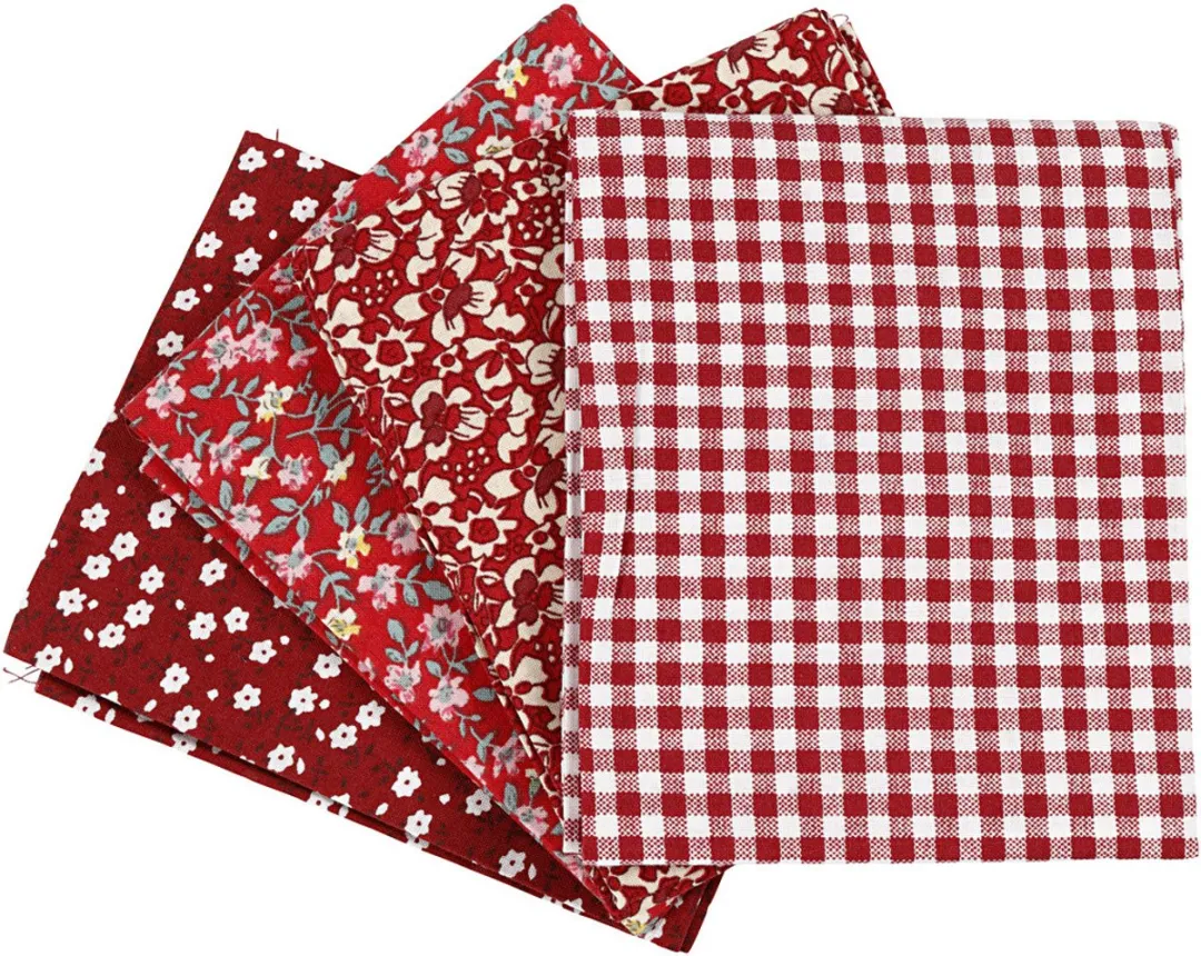 Creativ Company Patchworkstof 45x55cm - Rood - 4 Stuks