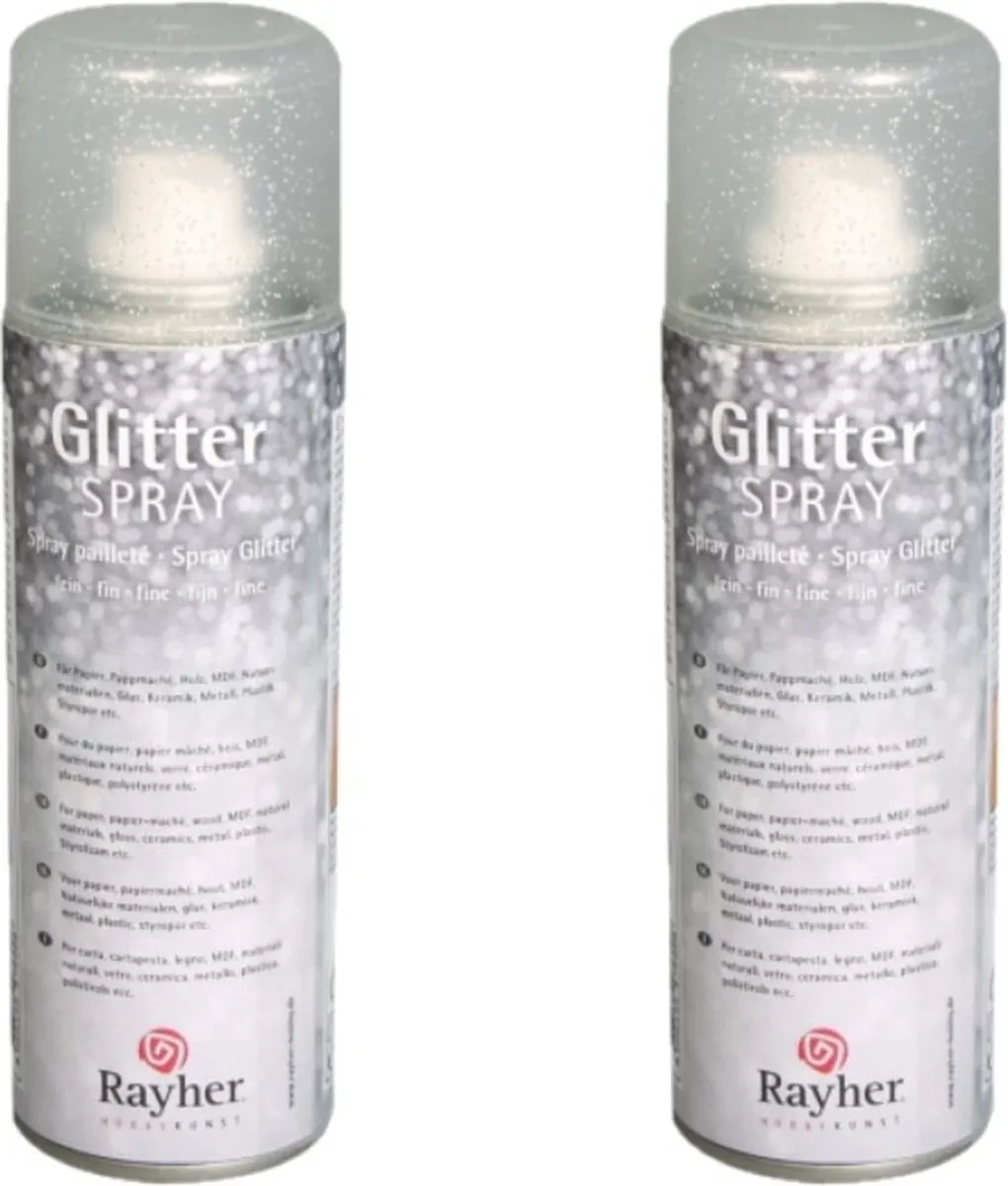 Rayher Verfspray Zilver Glitters 125ml - 2 Stuks