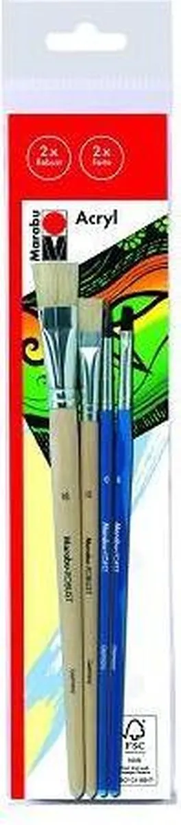 Marabu Acryl Penseel Set - Robust Plat 12 & 18