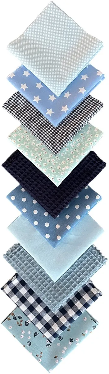 BINK Bedding Quilt Patchwork Blauw 25x25cm - 10 Stuks