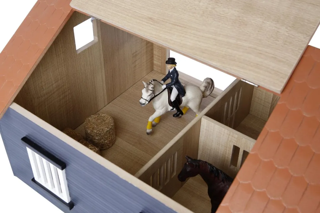 Kids Globe Paardenstal 1:24 - 2 Boxen + Berging - Bruin - afbeelding 6 van 6
