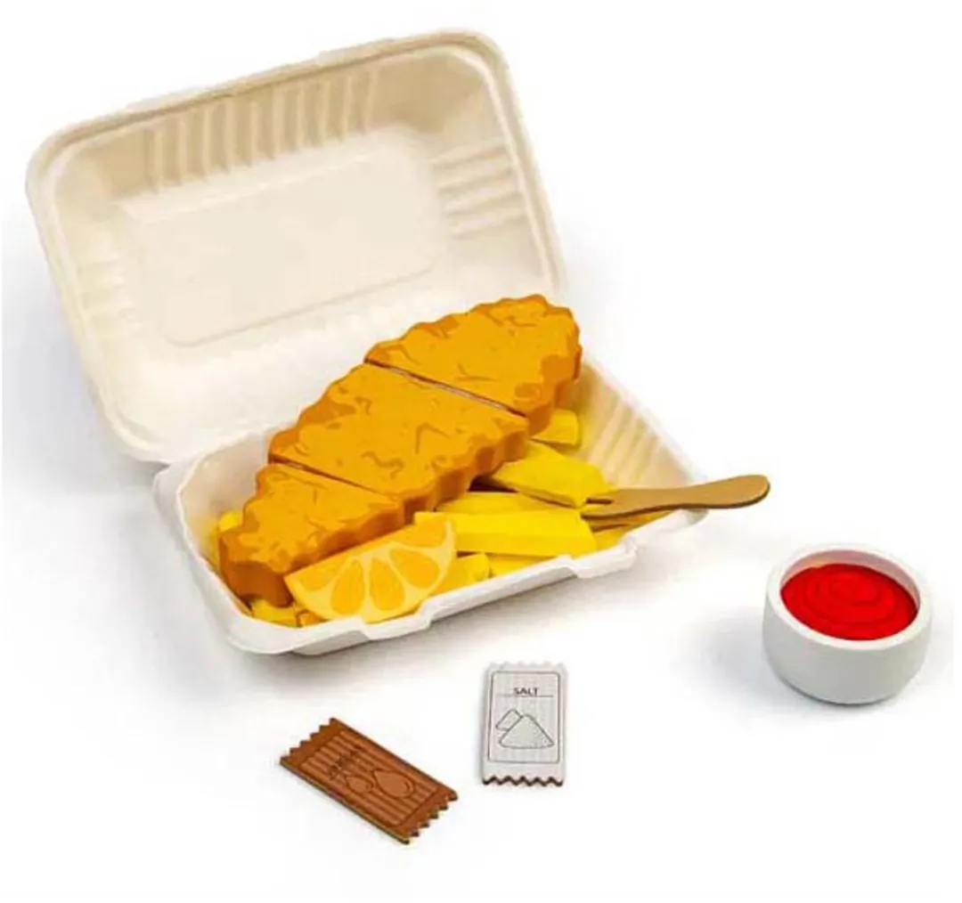 BigJigs Houten Vis & Friet Set - 26-delig