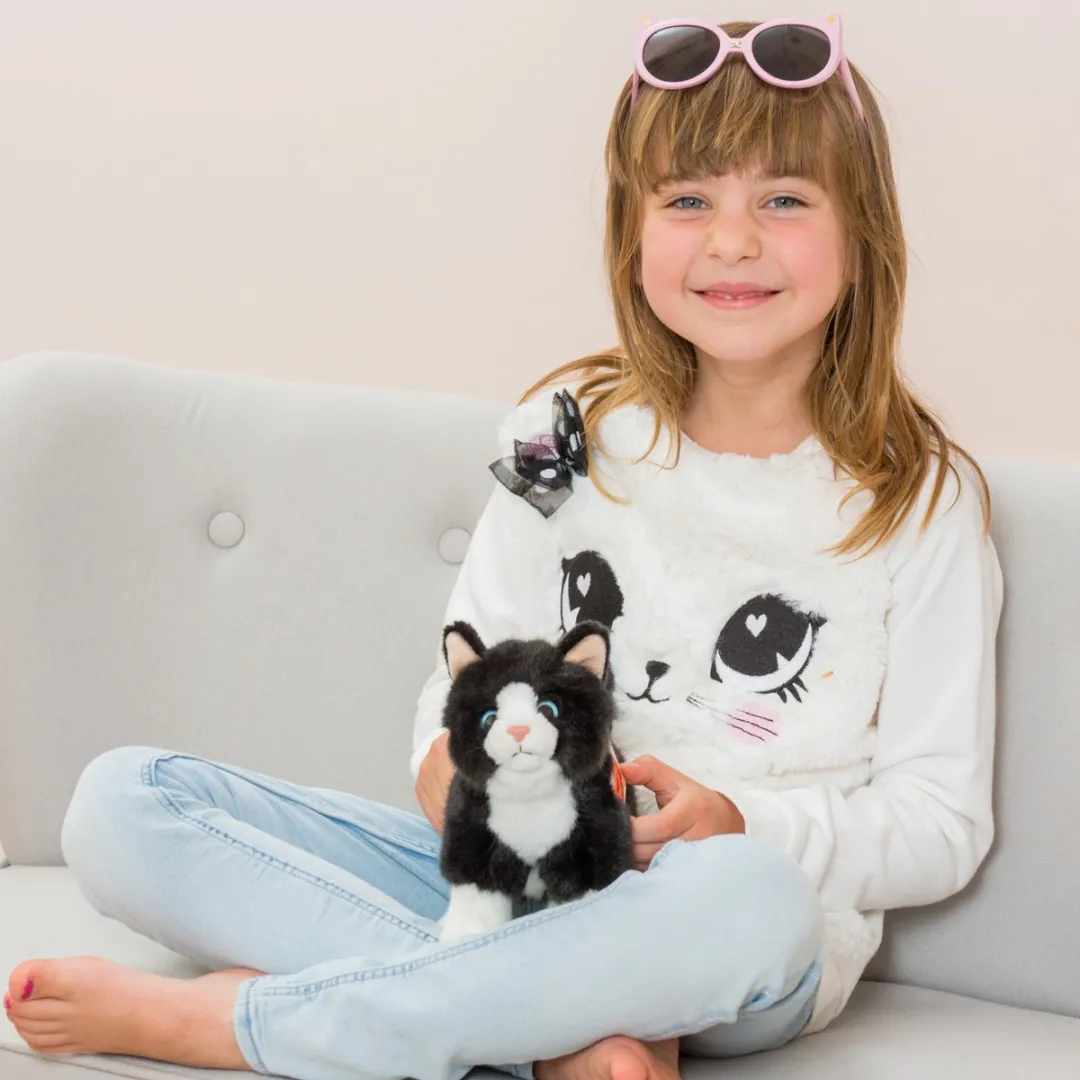 Teddy Hermann Knuffeldier Kat/Poes - Zwart/Wit - 20 cm