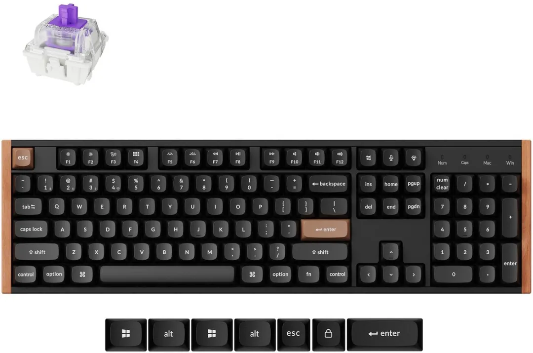 Keychron K10 HE K10H-F1 Toetsenbord - Magnetic Nebula Switch - Zwart/Hout