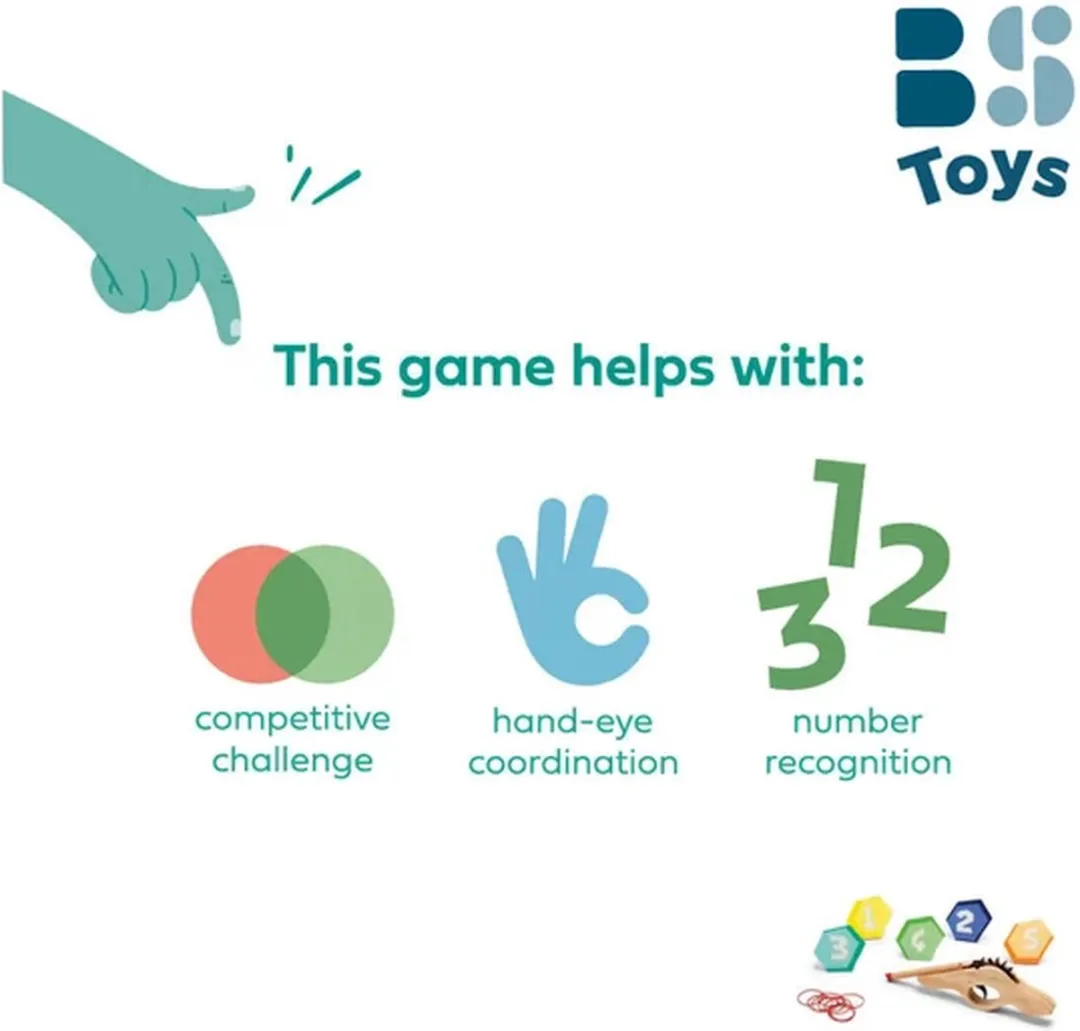 BS Toys Schiet 'm! Elastiekpistool Hout - Coördinatiespel - 5 Doelen - afbeelding 6 van 6