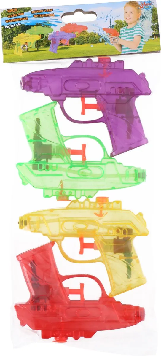 Eddy Toys Waterpistool Set - 4 Stuks 11,5cm - Multi