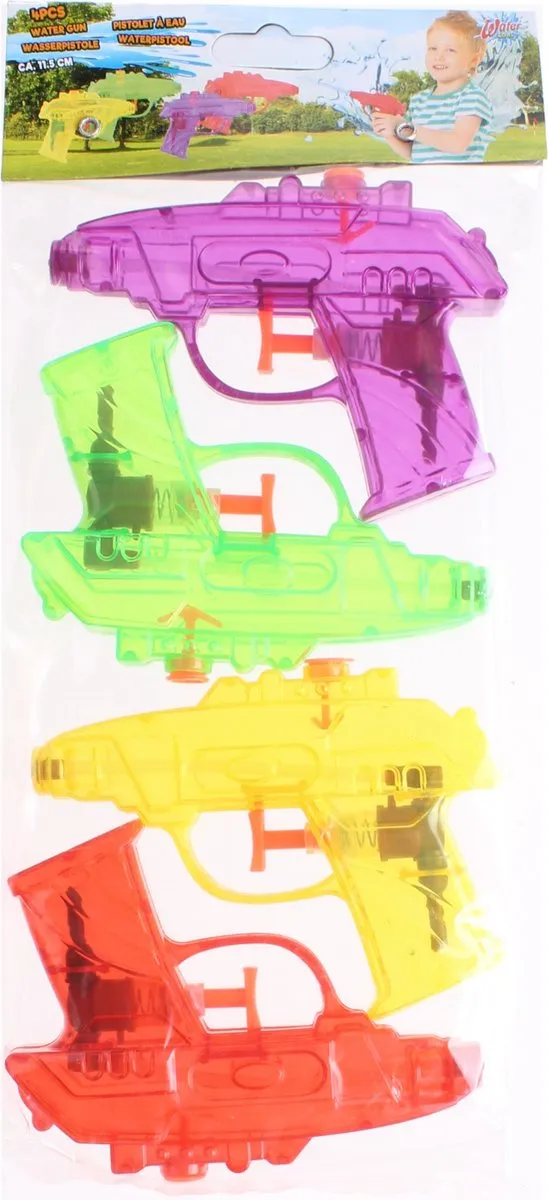 Eddy Toys Waterpistool Set - 4 Stuks 11,5cm - Multi