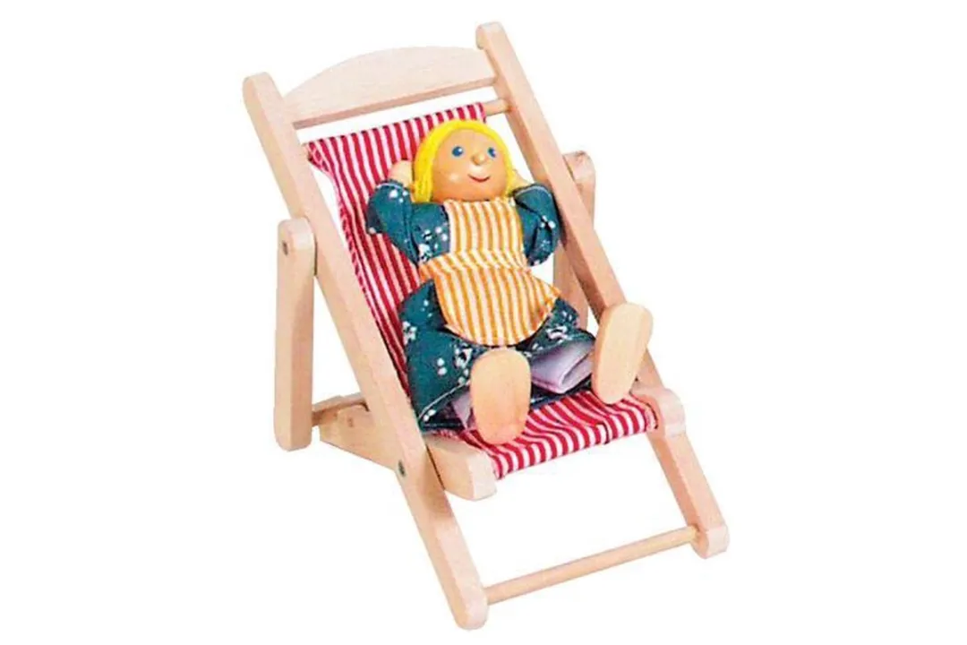 Goki Houten Poppen Ligstoel L4PC-00059315 - Rood/Wit