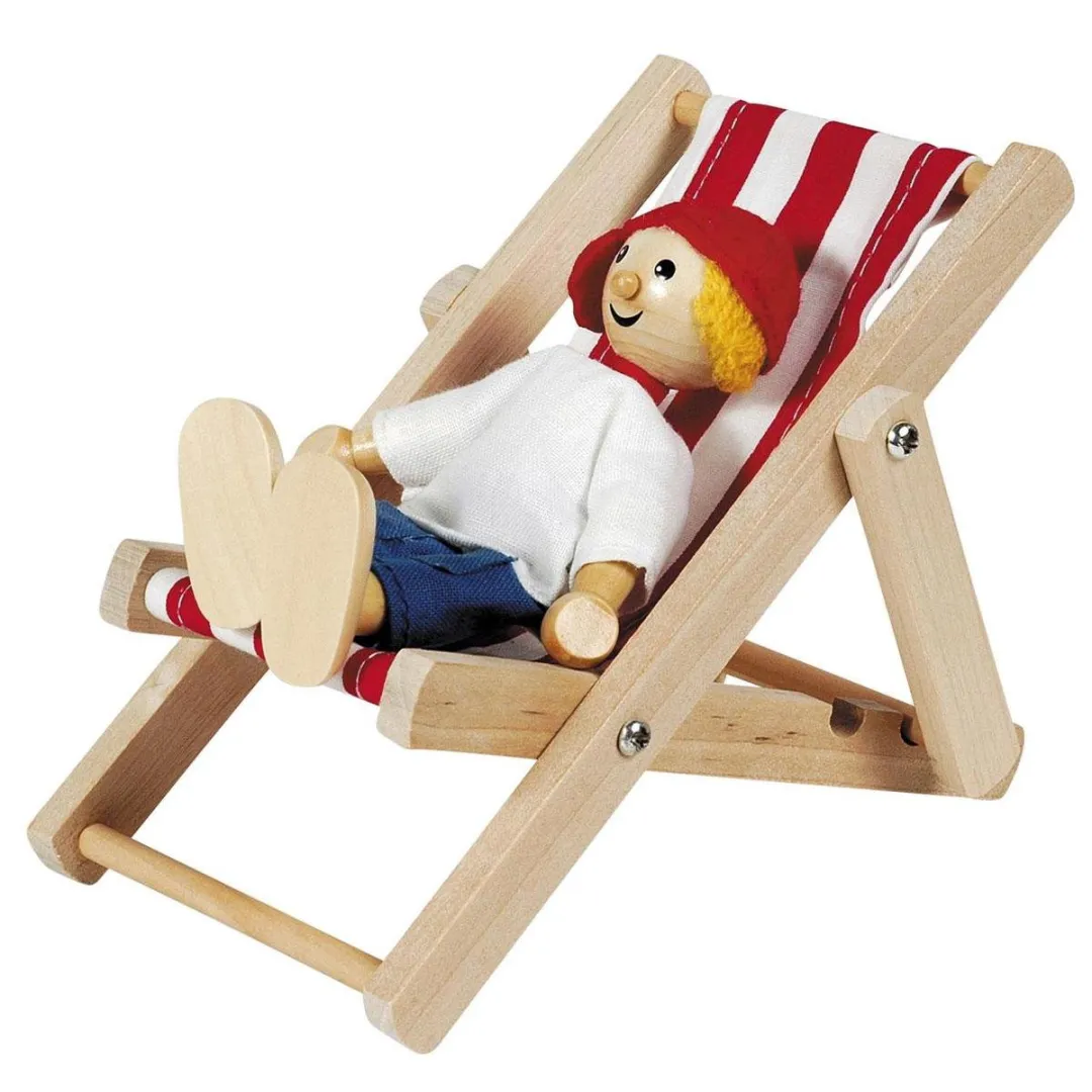 Goki Houten Poppen Ligstoel L4PC-00059315 - Rood/Wit